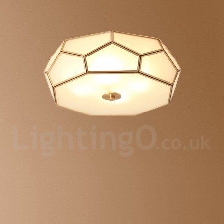 Pure Brass Rustic Lodge Nordic Style Flush Mount Ceiling Light with Glass Shade Pure Brass Rustic Lodge Nordic Style Flush Mount Ceiling Light with Glass Shade