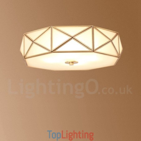 Pure Brass Rustic Lodge Nordic Style Flush Mount Ceiling Light with Glass Shade Pure Brass Rustic Lodge Nordic Style Flush Mount Ceiling Light with Glass Shade