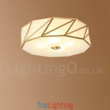 Pure Brass Rustic Lodge Nordic Style Flush Mount Ceiling Light with Glass Shade Pure Brass Rustic Lodge Nordic Style Flush Mount Ceiling Light with Glass Shade