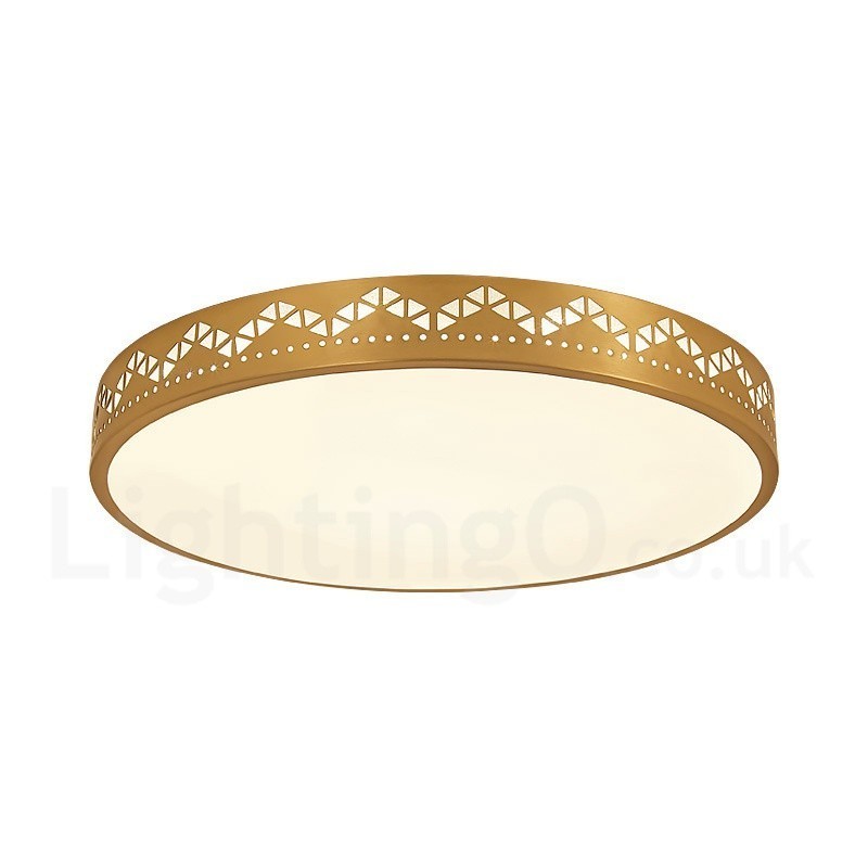 Round Pure Brass Modern Contemporary Nordic Style Flush Mount Ceiling Light with Acrylic Shade