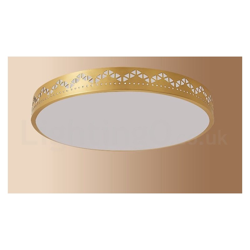 Round Pure Brass Modern Contemporary Nordic Style Flush Mount Ceiling Light with Acrylic Shade
