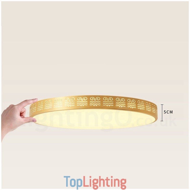 Round Pure Brass Modern Contemporary Nordic Style Flush Mount Ceiling Light with Acrylic Shade