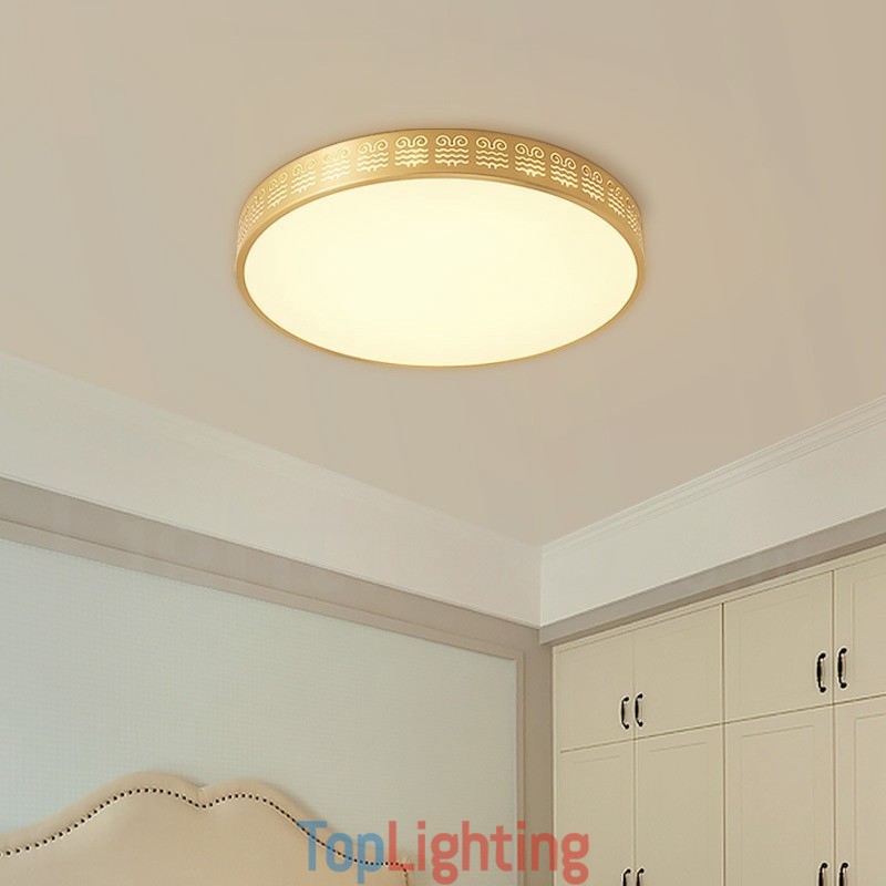 Round Pure Brass Modern Contemporary Nordic Style Flush Mount Ceiling Light with Acrylic Shade