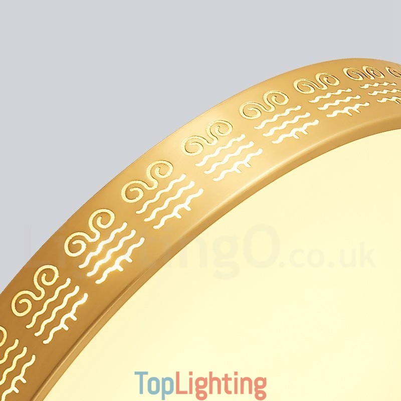 Round Pure Brass Modern Contemporary Nordic Style Flush Mount Ceiling Light with Acrylic Shade