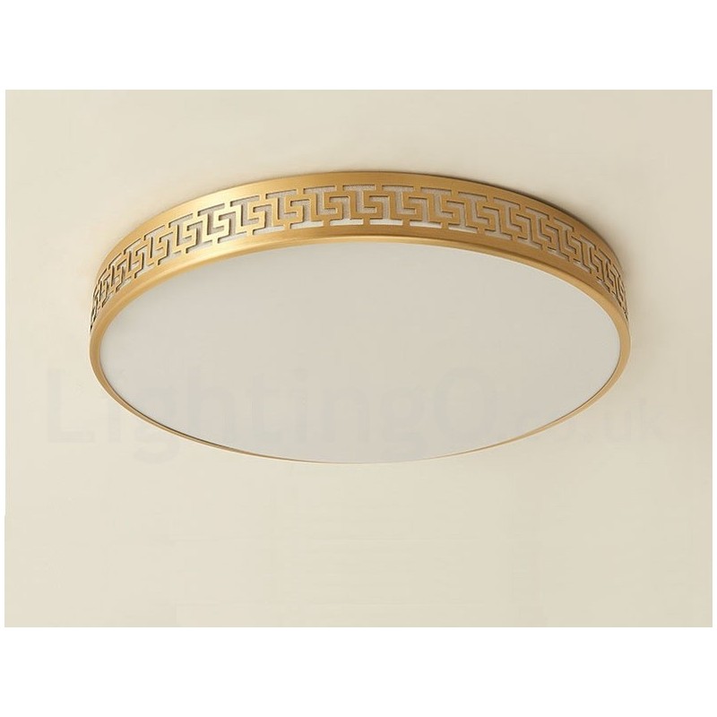 Round Pure Brass Modern Contemporary Nordic Style Flush Mount Ceiling Light with Acrylic Shade