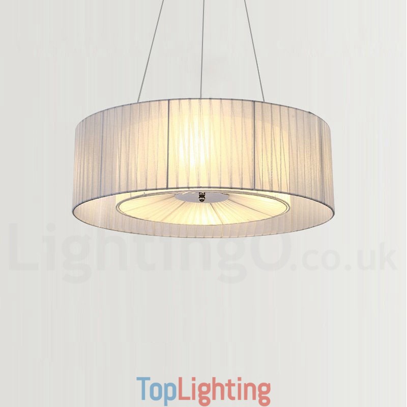 Drum 4 Light Pendant Modern Light with Fabric Shade