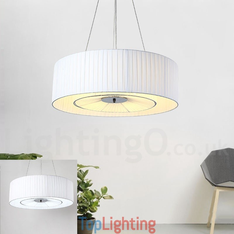 Drum 4 Light Pendant Modern Light with Fabric Shade