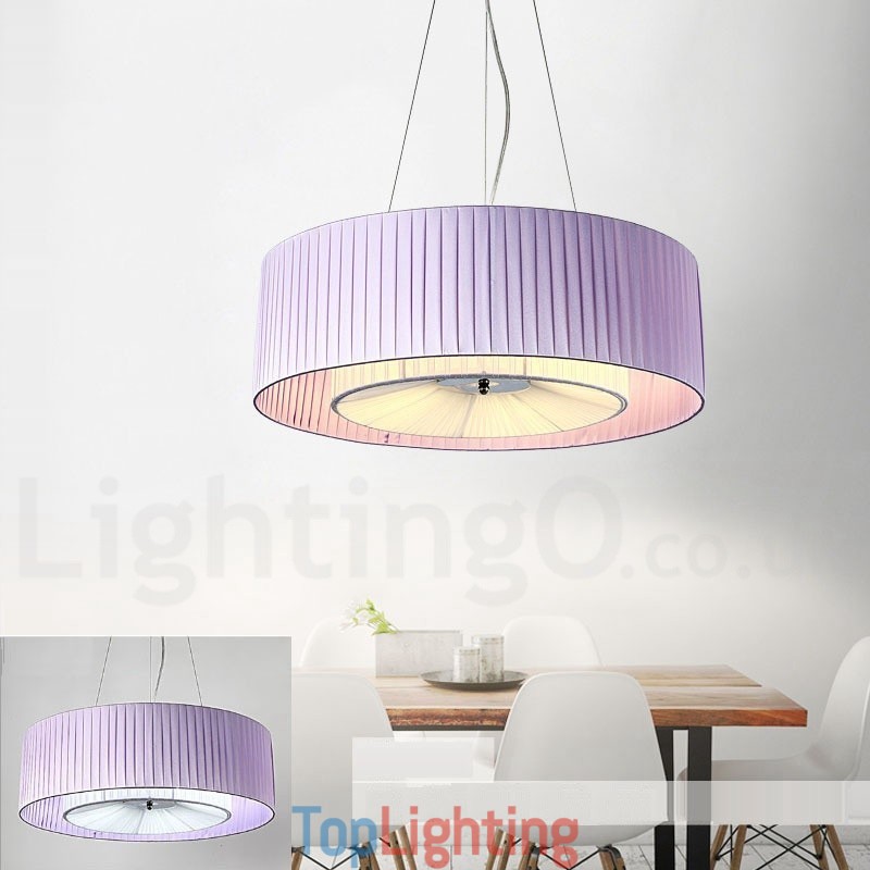 Drum 4 Light Pendant Modern Light with Fabric Shade