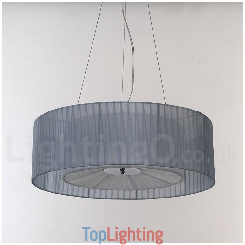 Drum 4 Light Pendant Modern Light with Fabric Shade