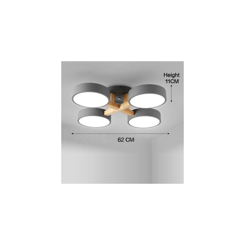 Wood Chandelier Modern Contemporary Nordic Style Flush Mount Ceiling Light with Acrylic Shade