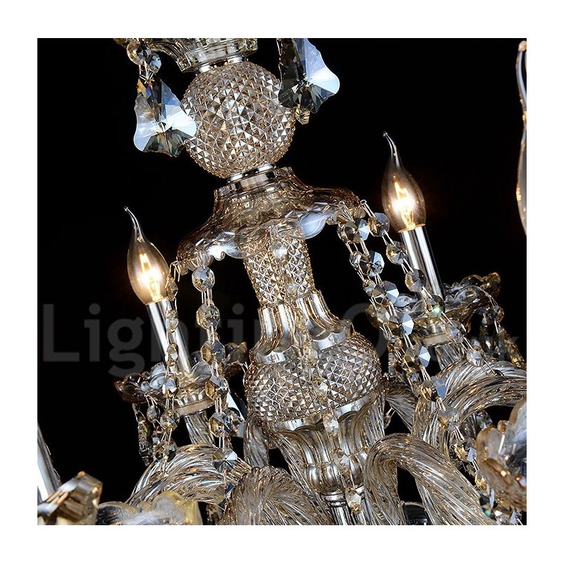12 Lights Retro Cognac Color K9 Crystal Modern Chandelier