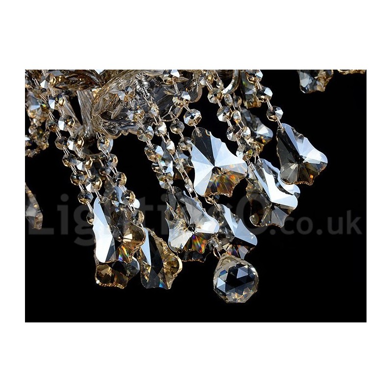 12 Lights Retro Cognac Color K9 Crystal Modern Chandelier
