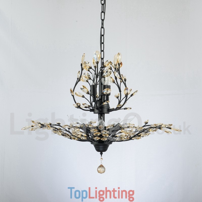 Crystal Iron Painting Chandelier with Crystal Modern Lighting Lamp