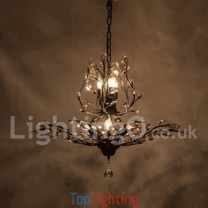 Crystal Iron Painting Chandelier with Crystal Modern Lighting Lamp