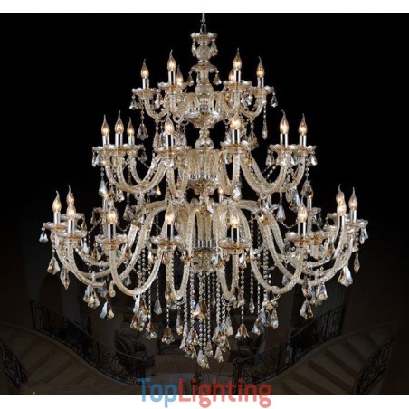 Extra Large 3 Tiers Retro Cognac Color K9 Crystal Modern Luxurious Chandelier Extra Large 3 Tiers Retro Cognac Color K9 Crystal Modern Luxurious Chandelier