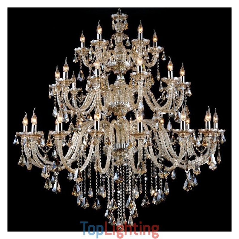 Extra Large 3 Tiers Retro Cognac Color K9 Crystal Modern Luxurious Chandelier