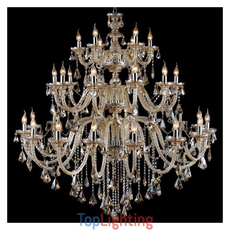 Extra Large 3 Tiers Retro Cognac Color K9 Crystal Modern Luxurious Chandelier