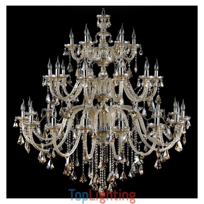 Extra Large 3 Tiers Retro Cognac Color K9 Crystal Modern Luxurious Chandelier