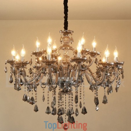 18 Lights Retro Grey Color K9 Crystal Candle Large Chandelier 18 Lights Retro Grey Color K9 Crystal Candle Large Chandelier