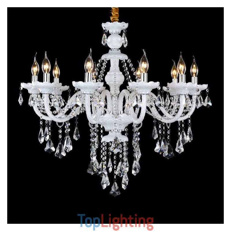 Retro White Colour K9 Clear Crystal Candle Chandelier