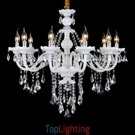 Retro White Colour K9 Clear Crystal Candle Chandelier Retro White Colour K9 Clear Crystal Candle Chandelier