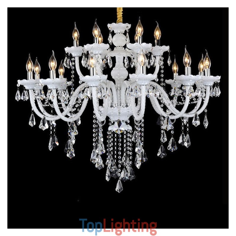 15 Lights Retro White Colour K9 Clear Crystal Candle Chandelier