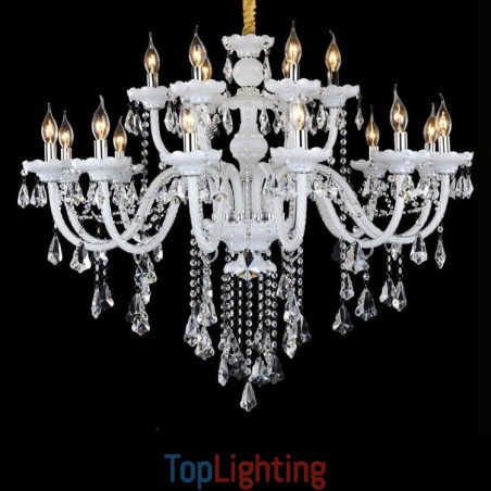 15 Lights Retro White Colour K9 Clear Crystal Candle Chandelier 15 Lights Retro White Colour K9 Clear Crystal Candle Chandelier