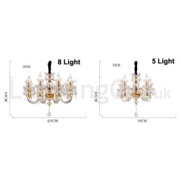 Retro Gold Colour K9 Clear Crystal Candle Chandelier