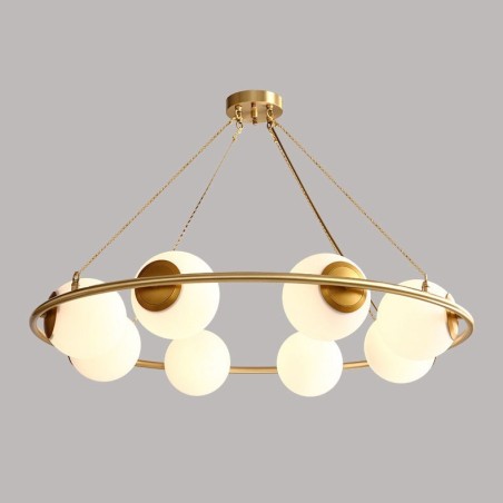 Pure Brass Bean Style Rustic Lodge Round Chandelier with White Shades Pure Brass Bean Style Rustic Lodge Round Chandelier with White Shades