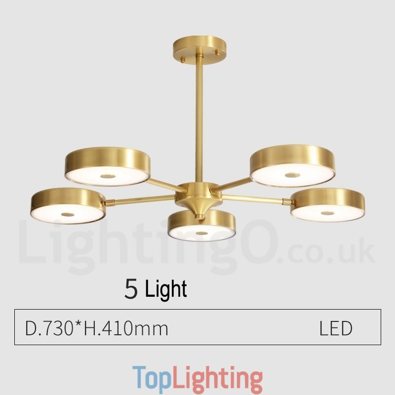 Pure Brass Rustic Lodge Rotatable Chandelier with Acrylic Shades