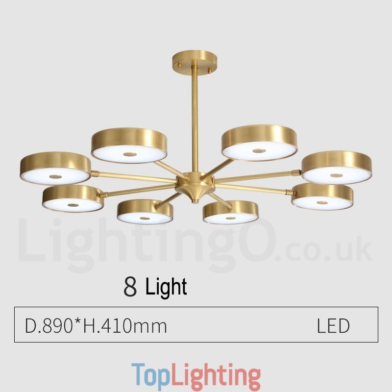 Pure Brass Rustic Lodge Rotatable Chandelier with Acrylic Shades