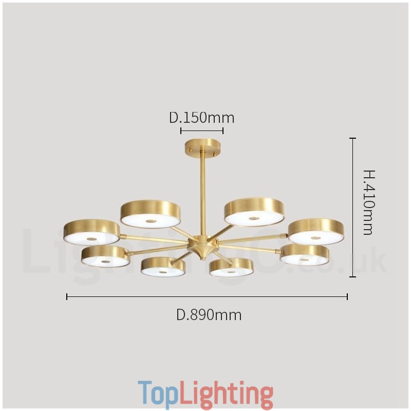 Pure Brass Rustic Lodge Rotatable Chandelier with Acrylic Shades
