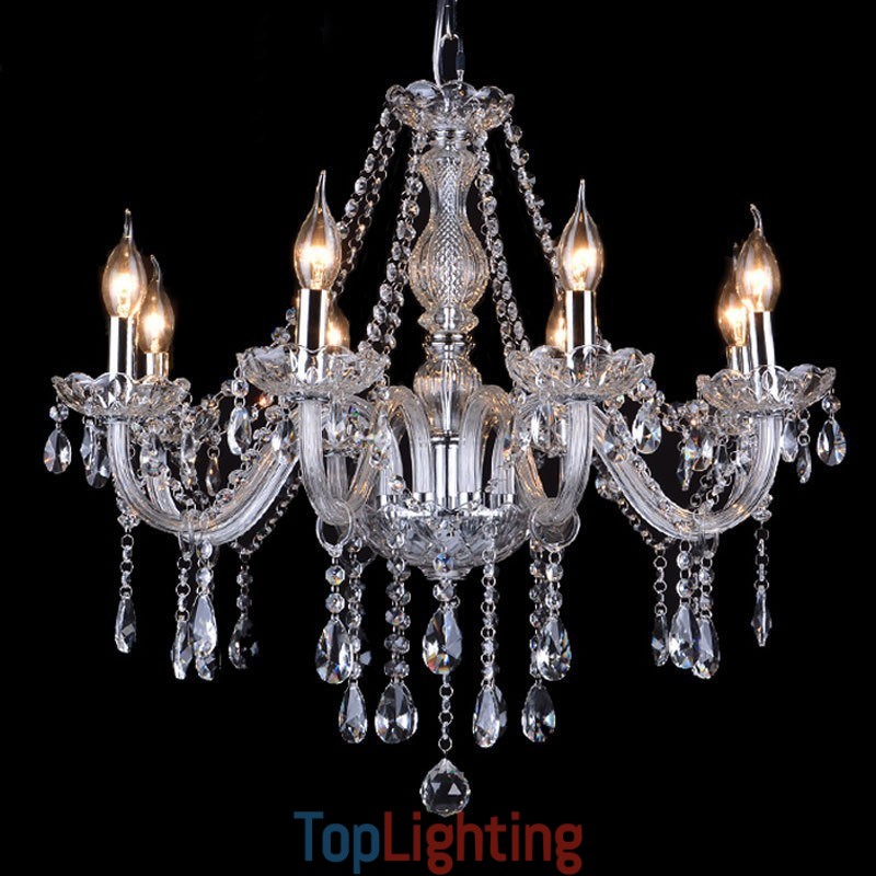 Clear Candle Large K9 Crystal Chandelier with Shades