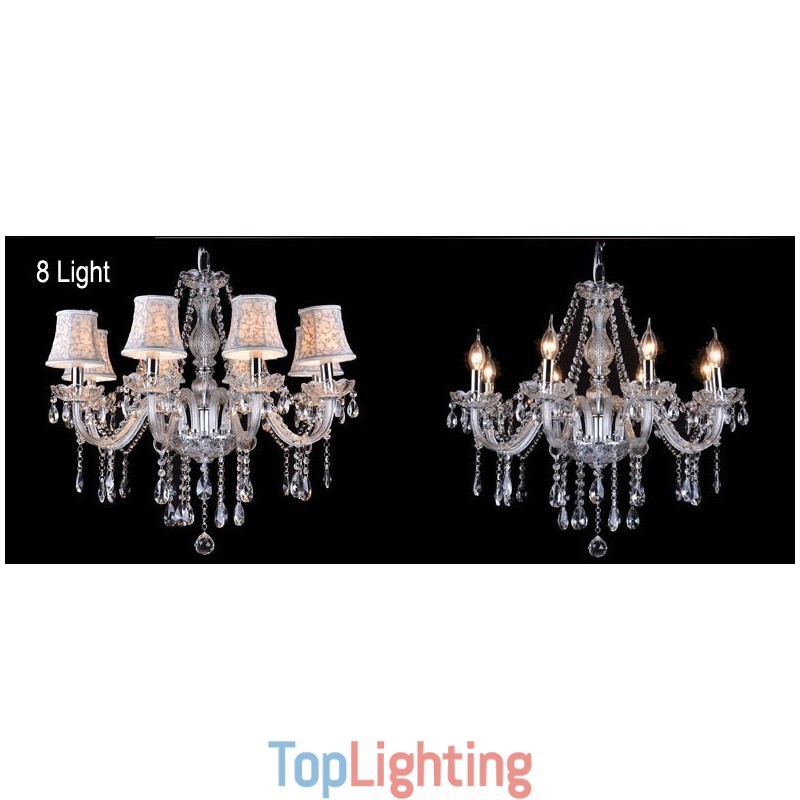 Clear Candle Large K9 Crystal Chandelier with Shades