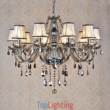 Grey Colour Candle Large K9 Crystal Chandelier with Shades Grey Colour Candle Large K9 Crystal Chandelier with Shades