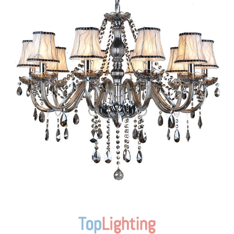 Grey Colour Candle Large K9 Crystal Chandelier with Shades