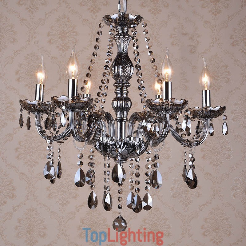 Grey Colour Candle Large K9 Crystal Chandelier with Shades
