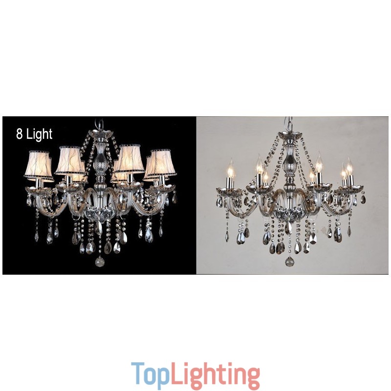 Grey Colour Candle Large K9 Crystal Chandelier with Shades