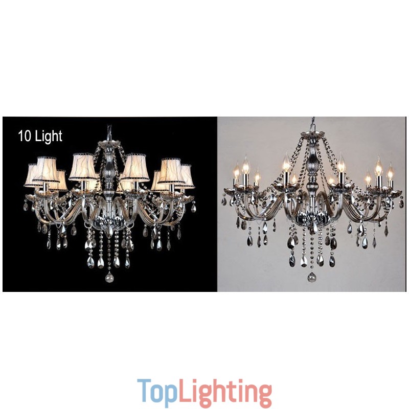 Grey Colour Candle Large K9 Crystal Chandelier with Shades