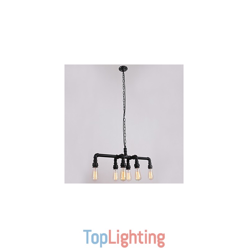Water Pipe Retro Plating 6Light Painting Pendant