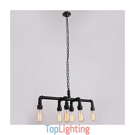 Water Pipe Retro Plating 6Light Painting Pendant Water Pipe Retro Plating 6Light Painting Pendant