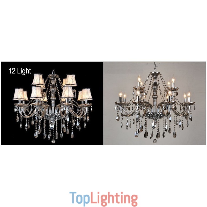 Grey Colour Candle Large K9 Crystal Chandelier with Shades
