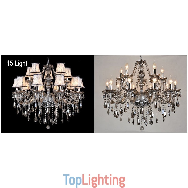 Grey Colour Candle Large K9 Crystal Chandelier with Shades