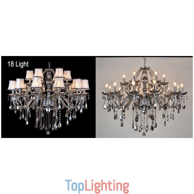 Grey Colour Candle Large K9 Crystal Chandelier with Shades