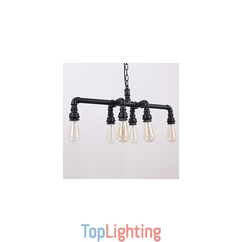 Water Pipe Retro Plating 6Light Painting Pendant