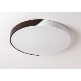Retro Walnut Colour Wood Ultra Thin Round Dimmable Flush Mount Ceiling Lights with Acrylic Shade Also Can Be Used As Wall Light