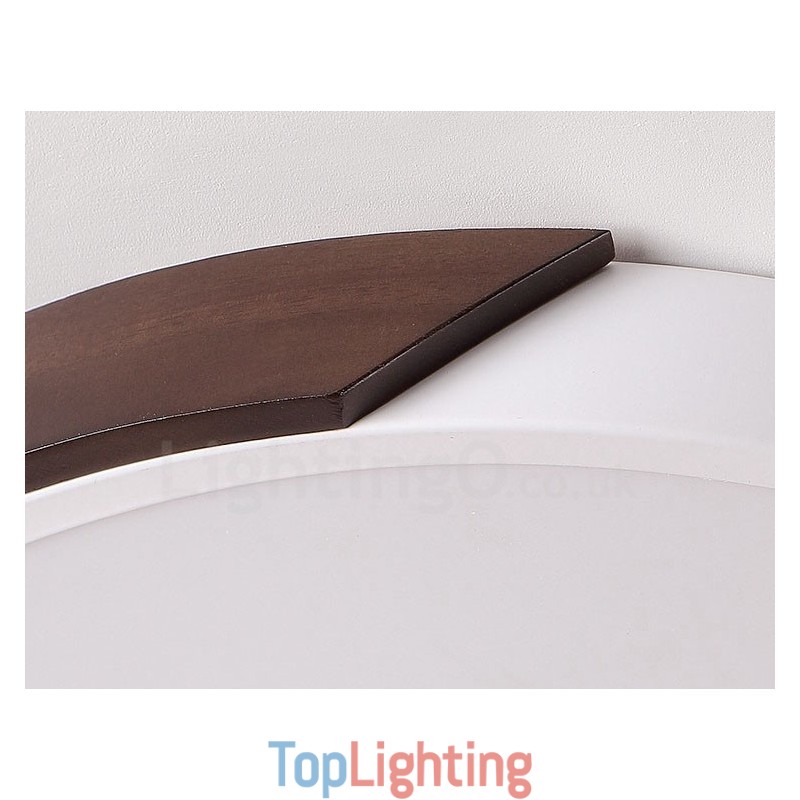 Retro Walnut Colour Wood Ultra Thin Round Dimmable Flush Mount Ceiling Lights with Acrylic Shade Also Can Be Used As Wall Light