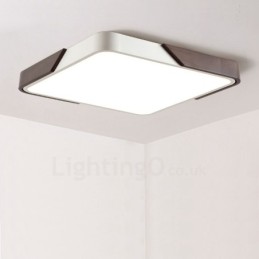 Retro Walnut Colour Wood Ultra Thin Square Dimmable Flush Mount Ceiling Lights with Acrylic Shade Also Can Be Used As Wall Light