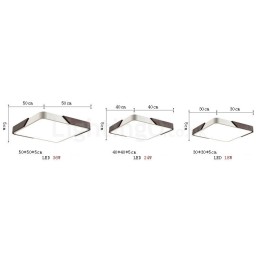 Retro Walnut Colour Wood Ultra Thin Square Dimmable Flush Mount Ceiling Lights with Acrylic Shade Also Can Be Used As Wall Light