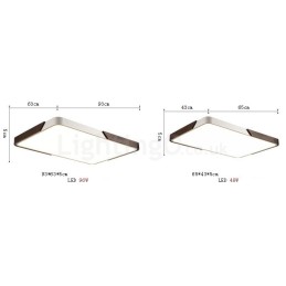 Retro Walnut Colour Wood Ultra Thin Rectangle Dimmable Flush Mount Ceiling Lights with Acrylic Shade Also Can Be Used As Wall Light